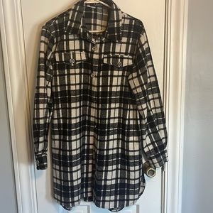 Long flannel shirt.